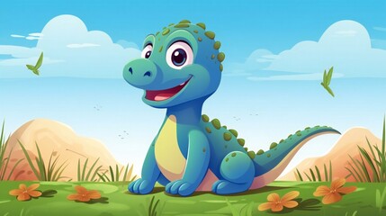 Naklejka premium dinosaur in the grass 