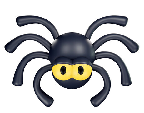 Spider, Halloween emoji, 3D rendering illustration.