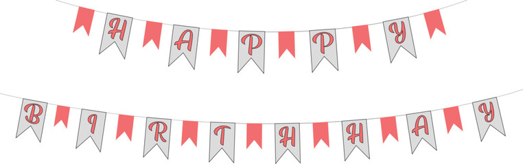 Birthday party garland or carnival festive bunting decor hanging in rope string festoon,Happy birthday decor