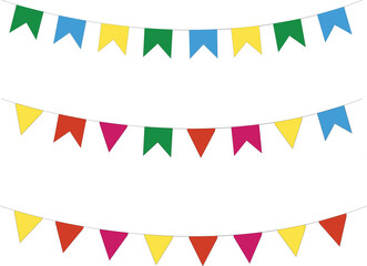 3 types of party birthday garland or carnival festive bunting decor hanging in rope string festoon