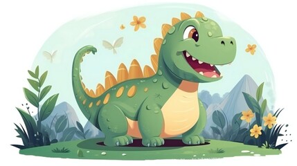 Obraz premium Little dinosaur vector illustration