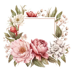 Flowers Frame Watercolor Clip Art, Floral Frame Watercolor Illustration, Flowers Clip Art