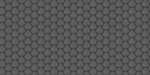 Seamless geometric pattern with triangles hexagon type backdrop black background.