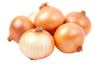 Fototapeta premium Close-up Bunch of fresh onions isolated on transparent or white background PNG