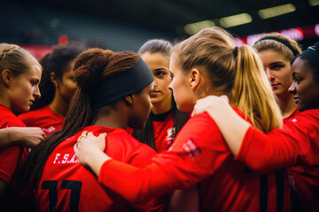 Obraz premium Inspirational Huddle: Ready to Conquer the Game