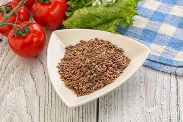 Dry Raw flax seed in the bowl