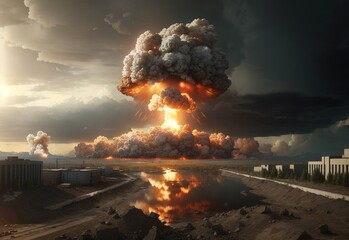 Nuclear bomb explosion in nuclear war 