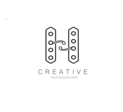 H Letter Door Handel logo Design. Door handle logo stock vector. 