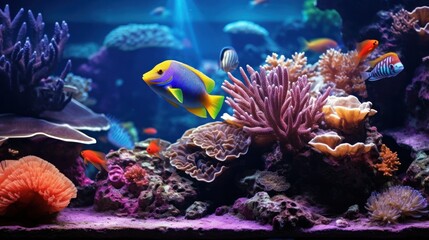 Naklejka na ściany i meble Colorful coral reef background