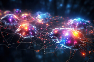 Naklejka na ściany i meble Neuroplasticity concept, featuring glowing brains interconnected with abstract wiring. Brain's incredible ability to reorganize itself by forming new neural connections throughout life.
