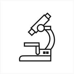 .Line Microscope icon isolated on white background. Outline symbol for website design.molecules isolated on white for design elements, black and white vector illustration