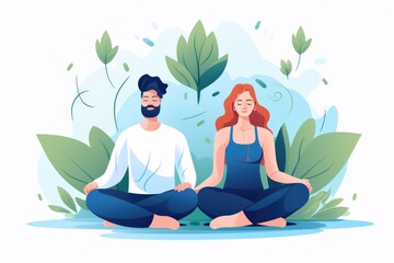 Obraz na płótnie Canvas Illustration of man and woman meditating