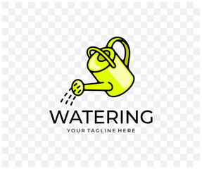 Watering can, watering plants and garden tools, colored graphic design. Irrigation, vegetable garden, beds, flower beds and floriculture, vector design and illustration