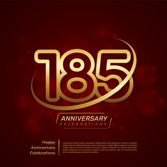 Template design for 185th anniversary with gold ring and double line numbers style, line art vector template