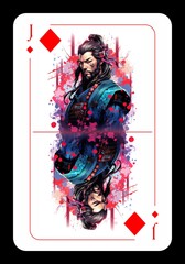 Jack of diamonds playing card design, pop style, vibrant colors, ai generated