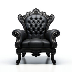Luxury black leather armchair isolated on white background