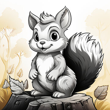 Bushy-Tailed and Bright-Eyed: A Child's Coloring Book of Forest Adventures and Squirrel Tales