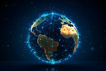 Naklejka premium Earth globe with points connected with lines. Global network and data ai generated