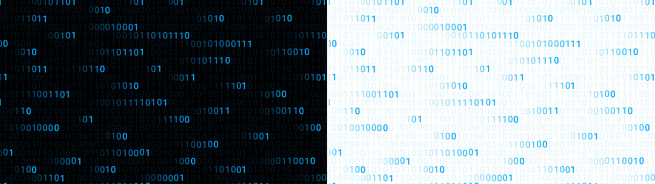 binnary bit 0 1 one zero streaming from left to right with blue glow transparent background