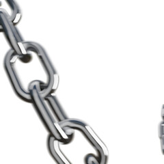 Obraz premium Realistic 3D Vector of a Sturdy Metal Chain with Stainless Rings, Rendered in Chrome or Steel, Isolated on a Png Transparent Background