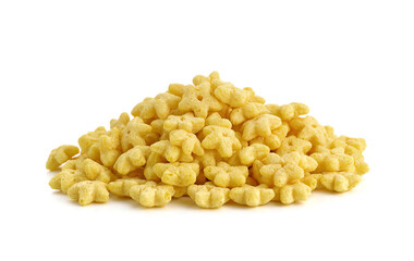 Cereal with star shape on white background