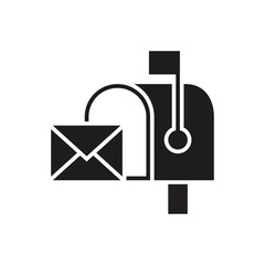 Mailbox black glyph icon on white background