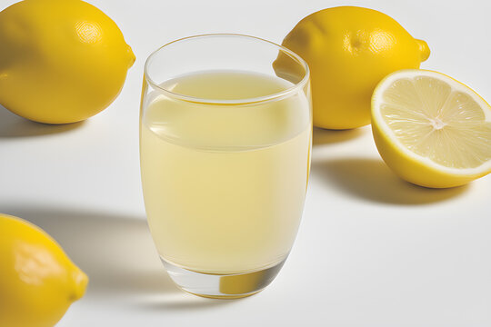lemon juice in glass with half lemon