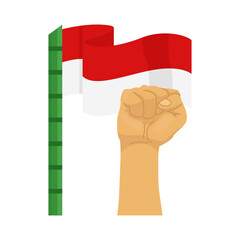 vector flat flag hand dirgahayu republik indonesia