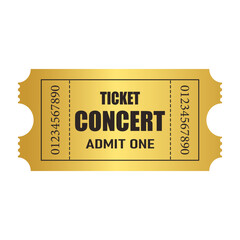 Vector golden ticket template.Concert ticket.Invite.Vector illustration.