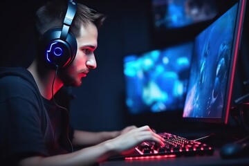 Background professional gamer playing tournaments