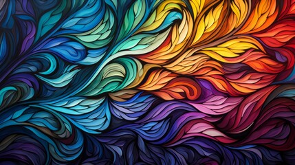 Illustration of a vibrant and dynamic abstract painting with swirling colours created with Generative AI technology