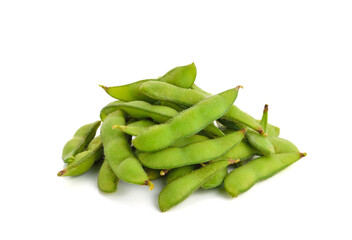 Green soy beans isolated on white background