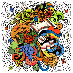 Fototapeta premium Ukraine cartoon doodle illustration. Funny Ukrainian design.