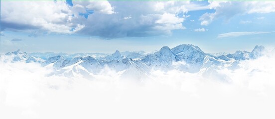 Panorama of winter mountains with blue sky in Caucasus region,Elbrus mountain, Russia