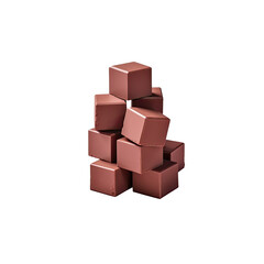 Chocolate cubes on transparent background