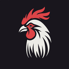 Rooster in icon, logo style. 2d vector illustration in cartoon, doodle style. 