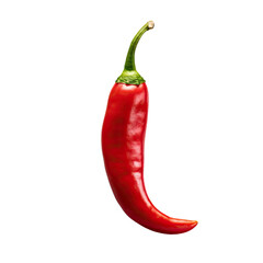 Isolated red chili pepper on transparent background with path