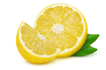 Lemon slices on an isolated white background.