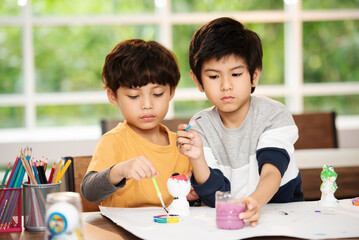 Group of Cheerful Preschool Kids Studying with Friends at School, Education Concept.