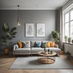 modern living room with sofa, generative AI