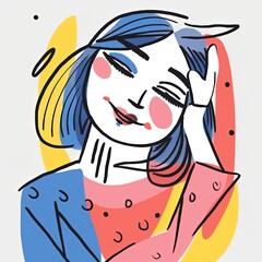 Cute young woman expressive minimal illustration made with Generative AI 