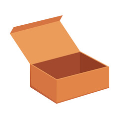 Empty carton box for order on white background. Container for goods or parcels cartoon illustration. Packaging, delivery concept