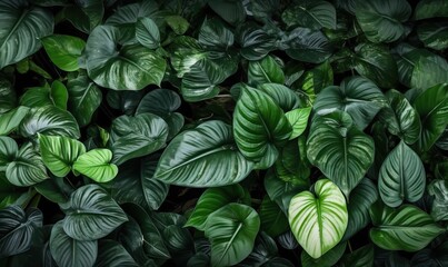 Tropical Leaves Texture: Dark Green Foliage for Background Design