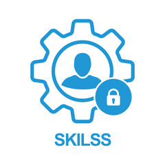 Skills icon with padlock sign. Skills icon and security, protection, privacy symbol. Vector icon