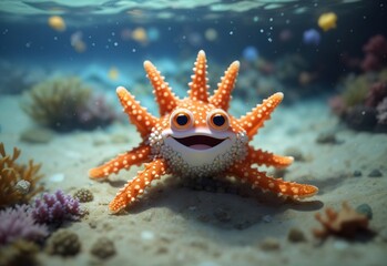 Cute star fish smiling under the sea