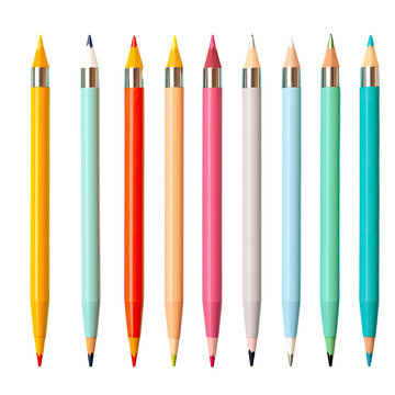Back to school with colorful felttip pens on a transparent background