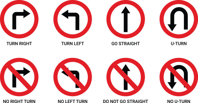 Road sign arrows vector set