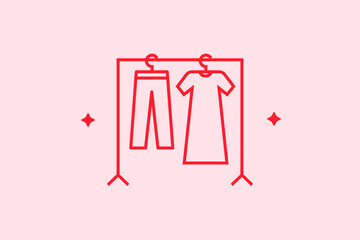 Geometric hanger with things illustration in flat style design. Vector illustration. 