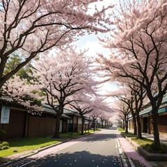 cherry blossom in japan street.