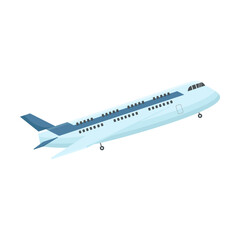 Passenger jet flat vector illustration. Airplane or aircraft for airlines, air transport isolated on white background. Aviation concept